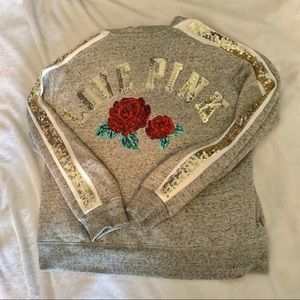 PINK Victoria’s Secret Sequin Tie Hoodie